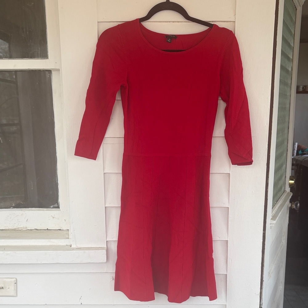 Ann Taylor Red Knit Midi Dress